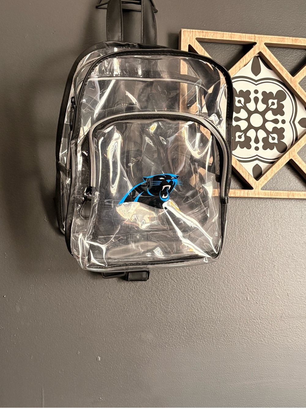 Carolina Panthers Clear PVC Mini Backpack - Black Trim New without tags